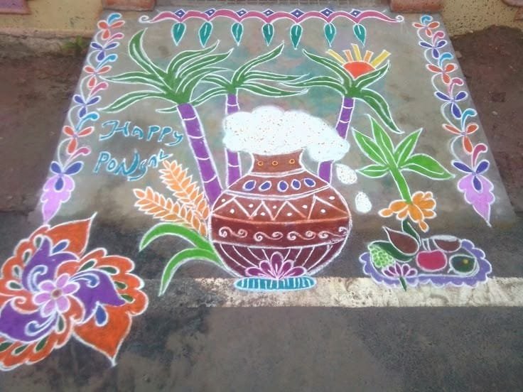 pongal rangoli kolam new design​